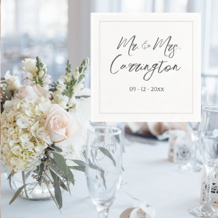 Guardanapo De Papel Elegant Modern Script Mr. Mrs. Wedding