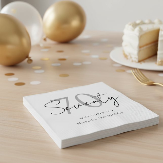 Guardanapo De Papel Elegant Modern Seventy 70th Birthday Party Napkins (Criador carregado)