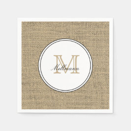 Guardanapo De Papel Elegant Monogram Name Country Chic Style Burlap