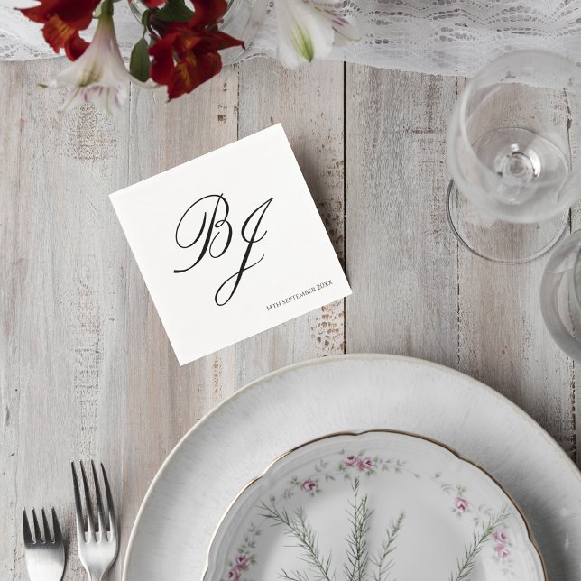 Guardanapo De Papel Elegant Monogram Wedding Cocktail Napkins (Criador carregado)