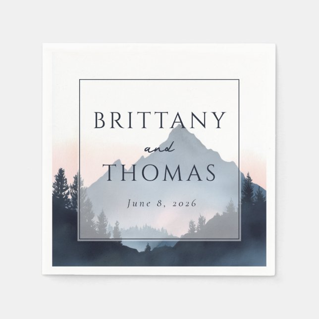 Guardanapo De Papel Elegant Mountain Wedding Invitation (Frente)