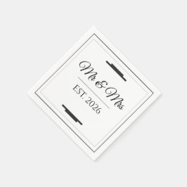 Guardanapo De Papel Elegant Mr & Mrs Wedding Modern Minimalist Favor