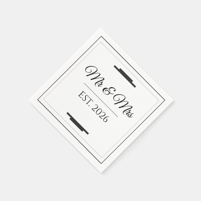 Guardanapo De Papel Elegant Mr & Mrs Wedding Modern Minimalist Favor (Canto)