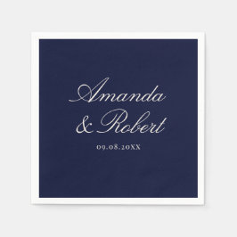 Guardanapo De Papel Elegant Navy Blue Calligraphy Wedding