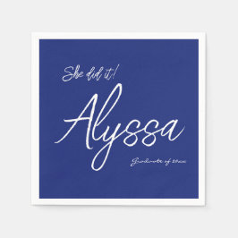 Guardanapo De Papel Elegant Navy Blue Graduation Party She did it