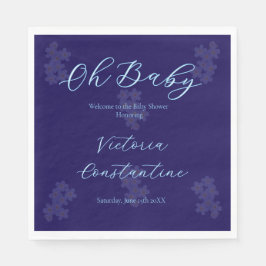 Guardanapo De Papel Elegant Navy Blue Oh Baby Script Floral Napkin