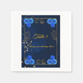 Guardanapo De Papel Elegant Navy Blue Reception Table Number Card