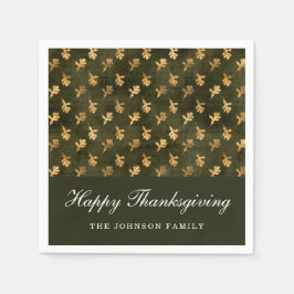Guardanapo De Papel Elegant Oak Leaves Green Thanksgiving