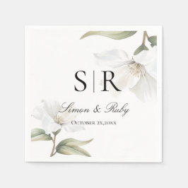 Guardanapo De Papel Elegant Oriental White Magnolia Wedding