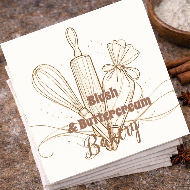 Guardanapo De Papel Elegant Pastel Bakery Branding (Criador carregado)