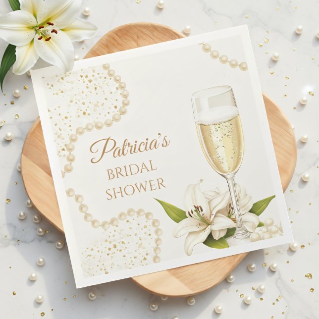 Guardanapo De Papel Elegant Pearls & Prosecco Bridal Shower (Criador carregado)