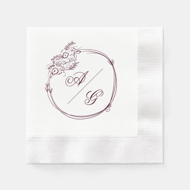 Guardanapo De Papel Elegant Personalized Wedding Napkin (Frente)