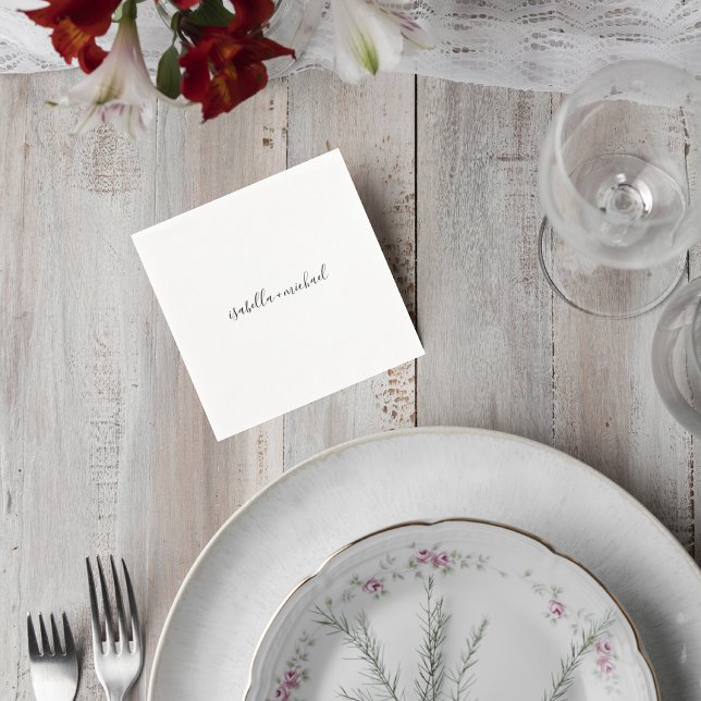 Guardanapo De Papel Elegant Personalized Wedding Napkin with Names (Criador carregado)