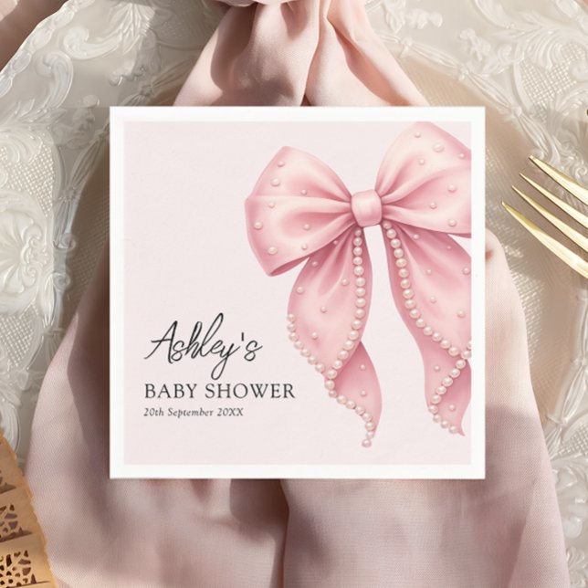 Guardanapo De Papel Elegant Pink Bow Baby Shower (Criador carregado)
