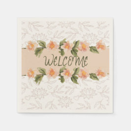 Guardanapo De Papel Elegant Pink Floral Watercolor Welcome Napkins