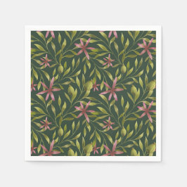 Guardanapo De Papel Elegant Pink Flower Pattern on Dark Background