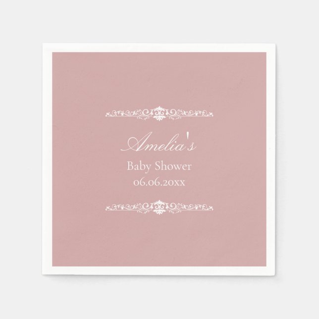 Guardanapo De Papel Elegant Pink Regency Style Baby Shower  (Frente)