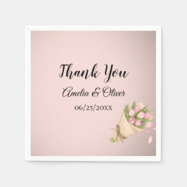 Guardanapo De Papel Elegant Pink Tulips Bouquet Wedding