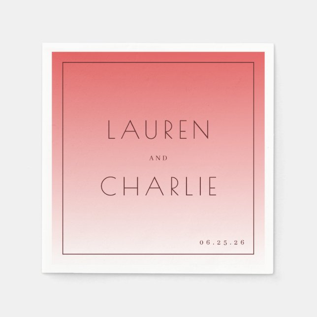 Guardanapo De Papel Elegant Pink Typographic Gradient (Frente)