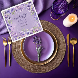 Guardanapo De Papel Elegant Purple Floral Violets 90th Birthday Party