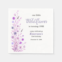 Guardanapo De Papel Elegant Purple Wildflower 1st Birthday Party