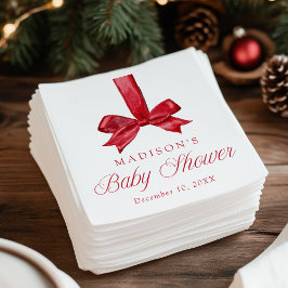 Guardanapo De Papel Elegant Red Bow Christmas Baby Shower