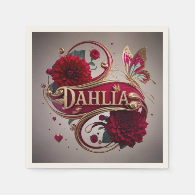 Guardanapo De Papel Elegant Red Dahlia Flower Art (Frente)