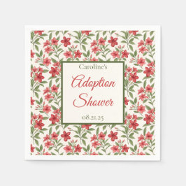 Guardanapo De Papel Elegant Red Floral Botanical Adoption Shower
