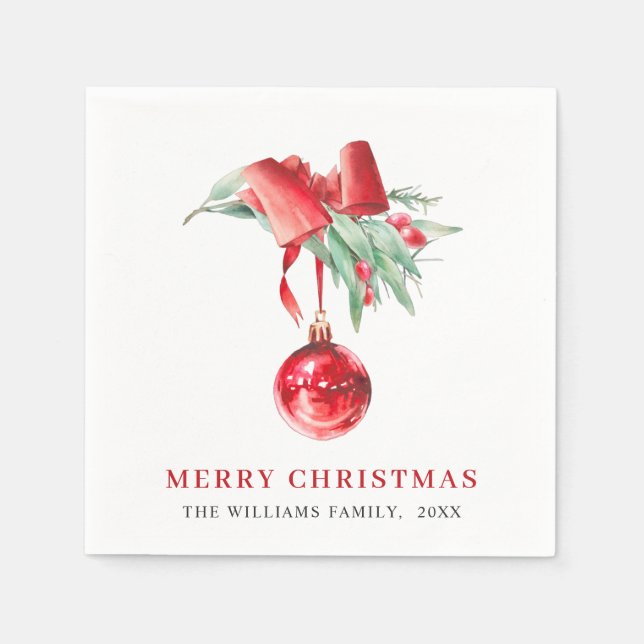 Guardanapo De Papel Elegant Red Ornament Christmas Holiday Party (Frente)