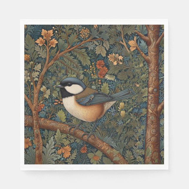 Guardanapo De Papel Elegant Retro Art Nouveau woodland bird (Frente)