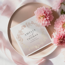 Guardanapo De Papel Elegant Rose Gold Botancial Wreath Wedding