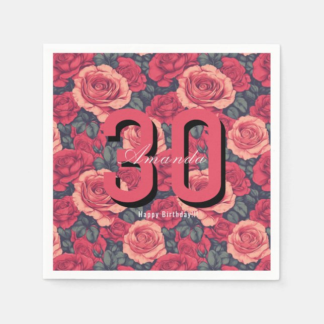 Guardanapo De Papel Elegant Rose Themed Birthday Party (Frente)