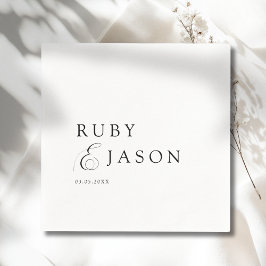 Guardanapo De Papel Elegant Royal Black & White Script Wedding