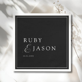 Guardanapo De Papel Elegant Royal Black & White Script Wedding