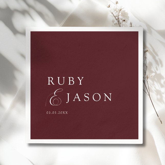 Guardanapo De Papel Elegant Royal Burgundy & White Script Wedding (Elegant Royal Burgundy & White Script Wedding Ampersand Napkins)