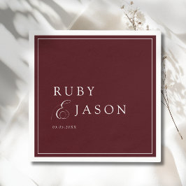 Guardanapo De Papel Elegant Royal Burgundy & White Script Wedding