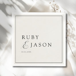 Guardanapo De Papel Elegant Royal Ivory Black Script Wedding