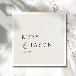 Guardanapo De Papel Elegant Royal Ivory Black Script Wedding