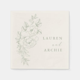 Guardanapo De Papel Elegant Sage Vintage Floral Wedding