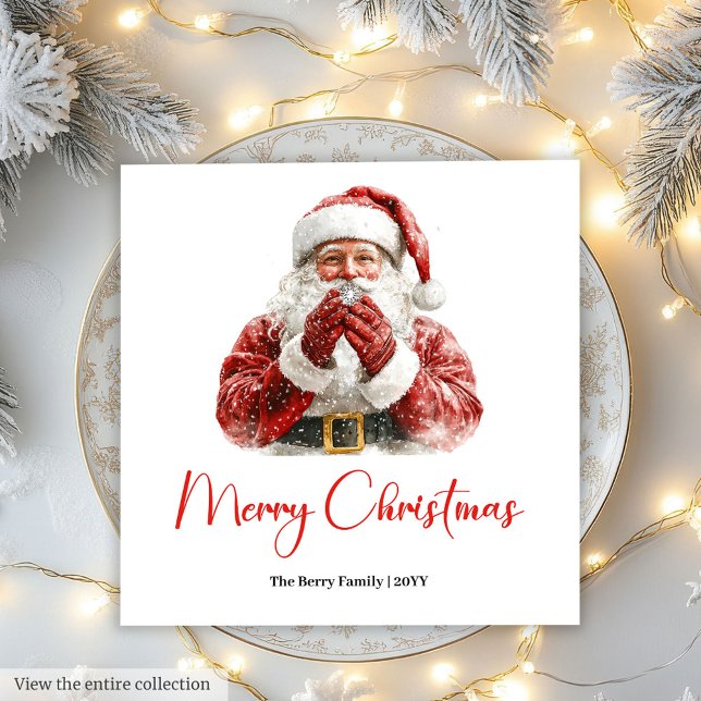 Guardanapo De Papel Elegant Santa Claus Classic Festive Holiday Napkin (Elegant Santa Claus Classic Festive Holiday Napkin)