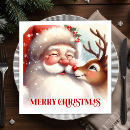 Guardanapo De Papel Elegant Santa Rudolph Holiday Table Napkins