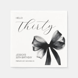 Guardanapo De Papel Elegant Script Black Bow 30th Birthday Party