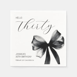 Guardanapo De Papel Elegant Script Black Bow 30th Birthday Party