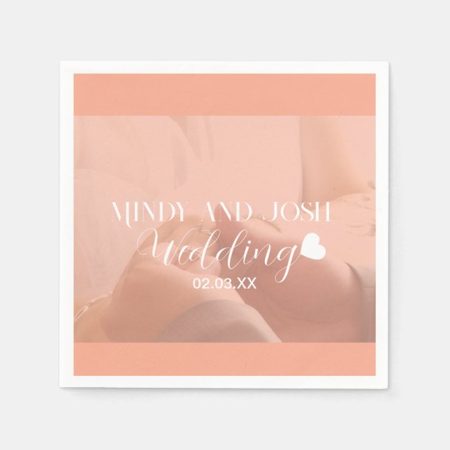 Guardanapo De Papel Elegant Script floating heart Photo (Frente)