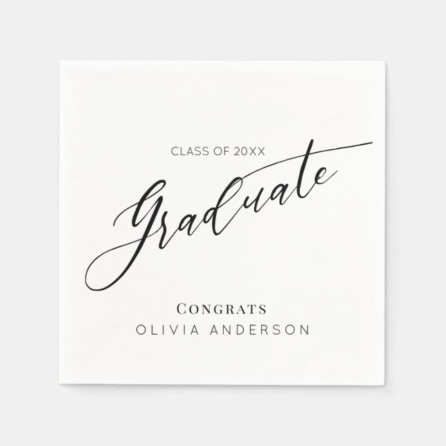 Guardanapo De Papel Elegant Script Graduation Party (Frente)