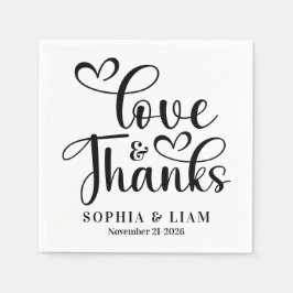 Guardanapo De Papel Elegant Script Love and Thanks Wedding