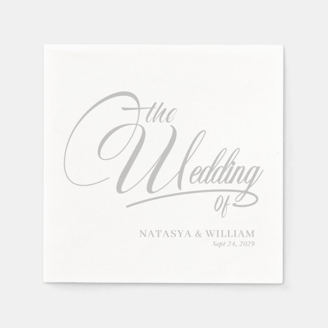 Guardanapo De Papel Elegant Script Wedding Napkins with Names (Frente)