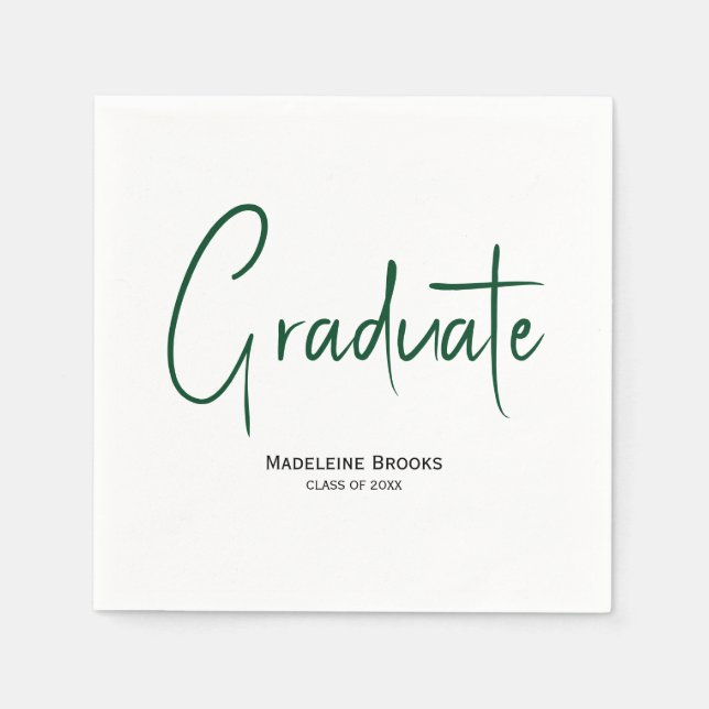 Guardanapo De Papel Elegant Simple Script Custom Graduation Napkins (Frente)
