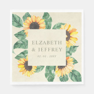 Guardanapo De Papel Elegant Sunflowers Garden Floral Wedding