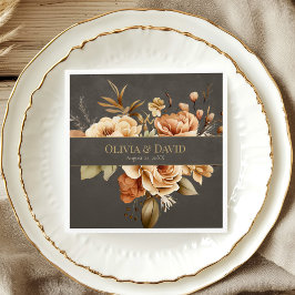 Guardanapo De Papel Elegant Taupe Floral Wedding Napkins
